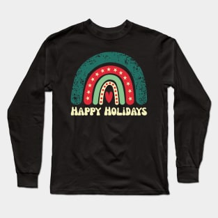 Happy Holidays Christmas Rainbow Long Sleeve T-Shirt